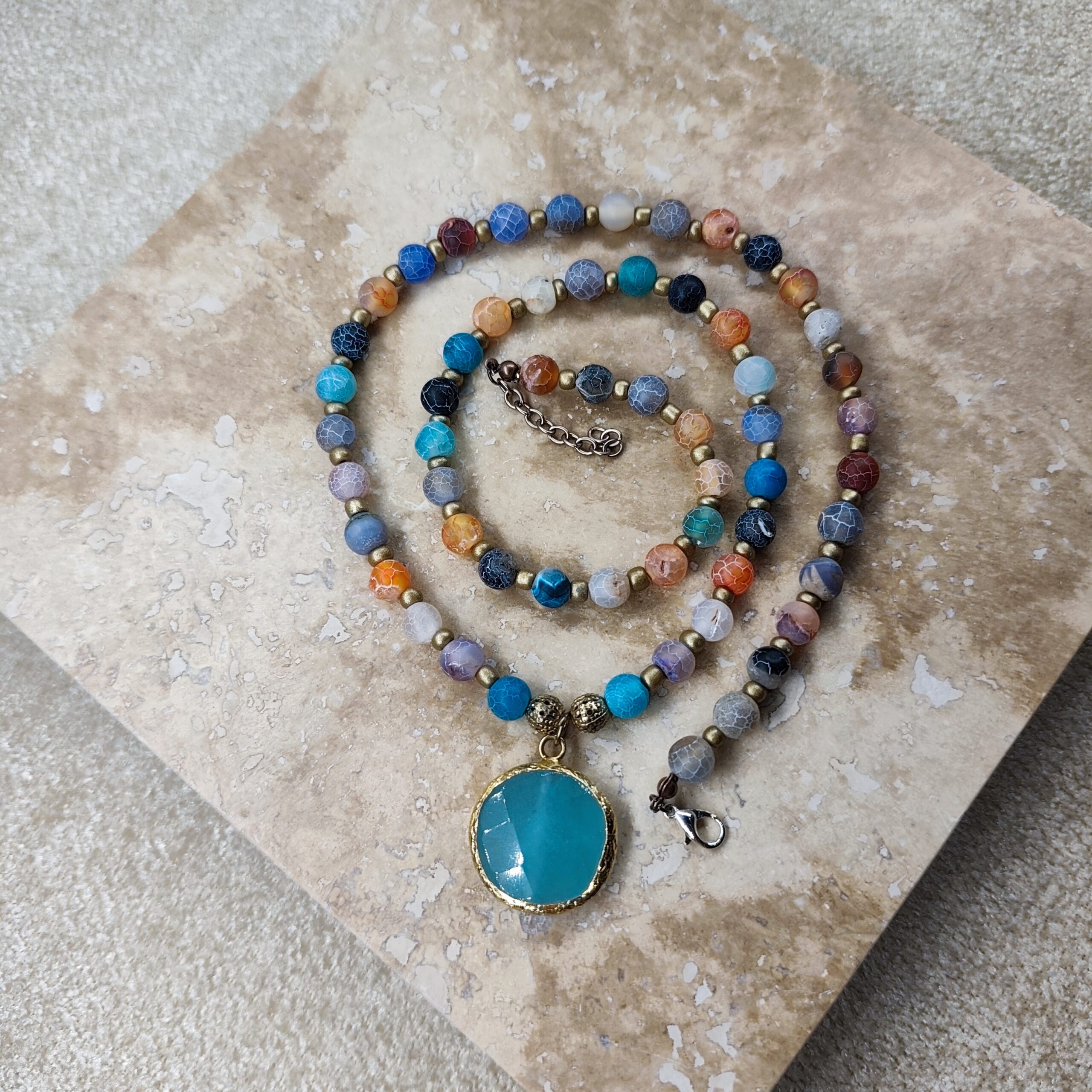 Colorful Natural Stone and Agate Stone Necklace