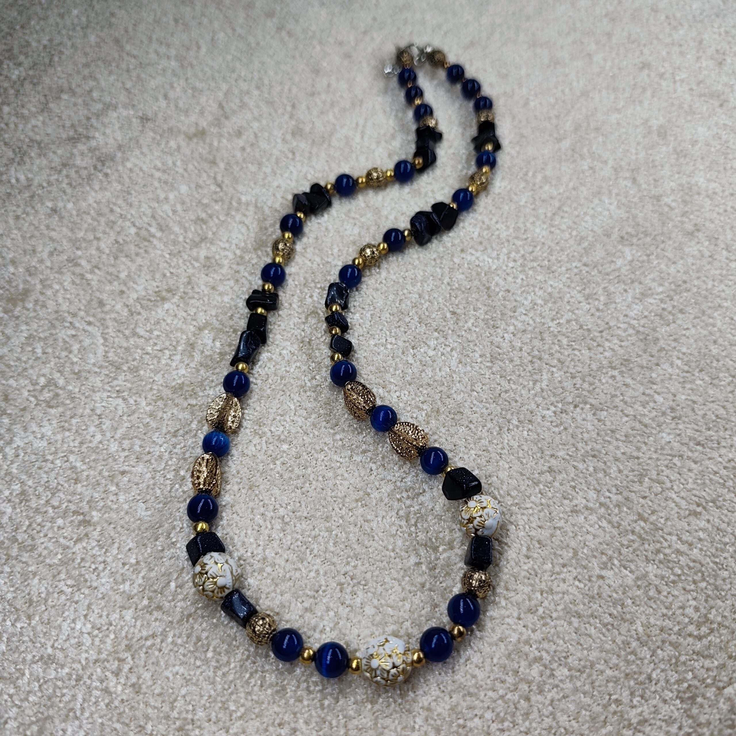 Bohemian Style Lapis Lazuli and Onyx Necklace - Image 4