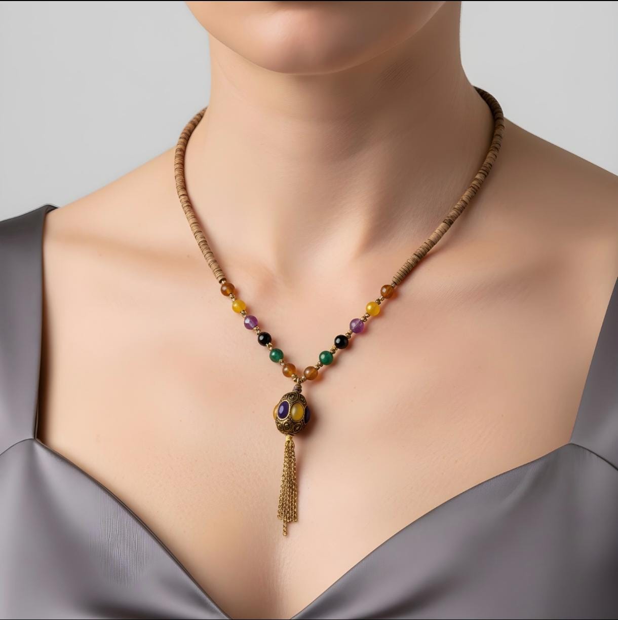 Colorful Natural Stone Bohemian Necklace