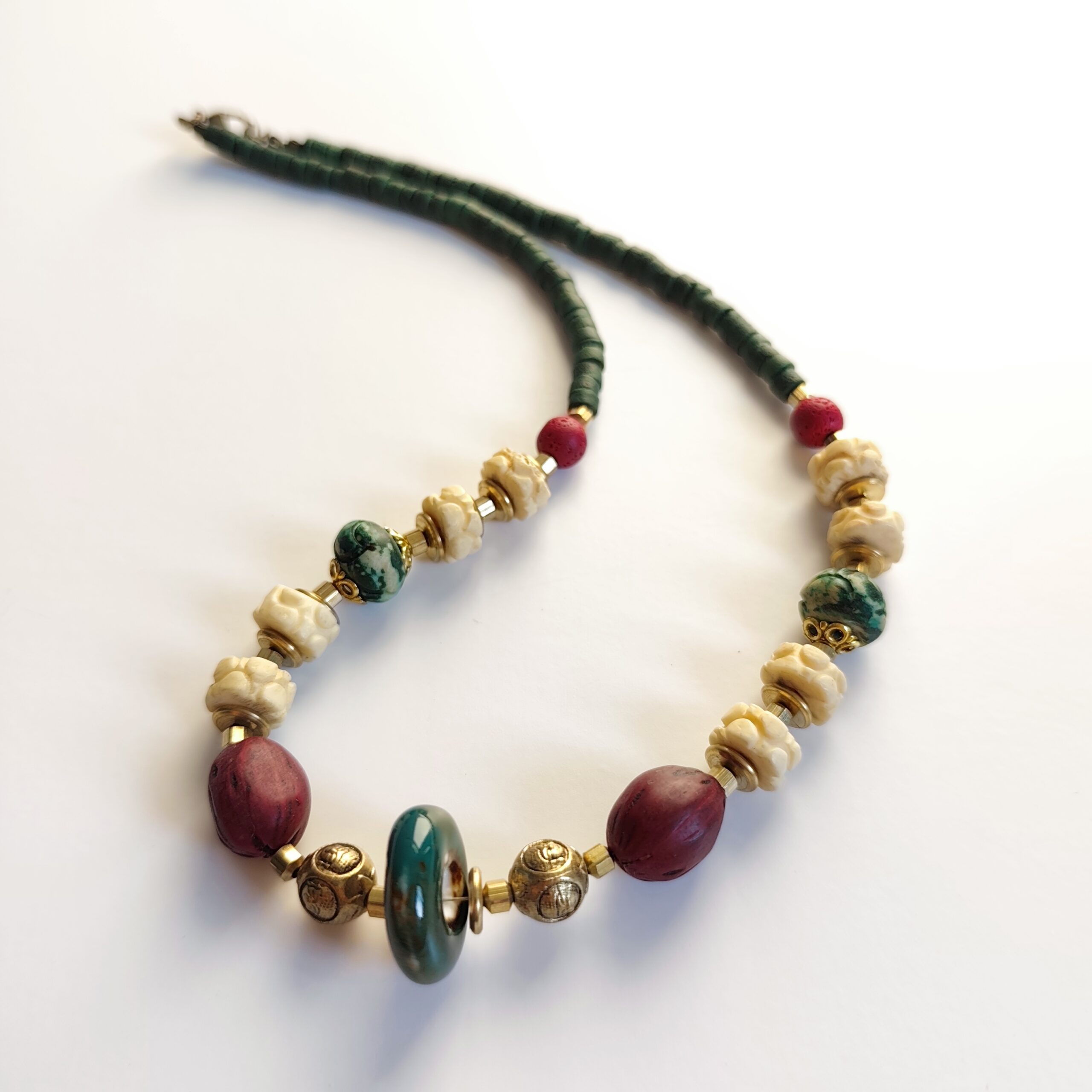 Handmade Bohemian Jade Beaded Necklace