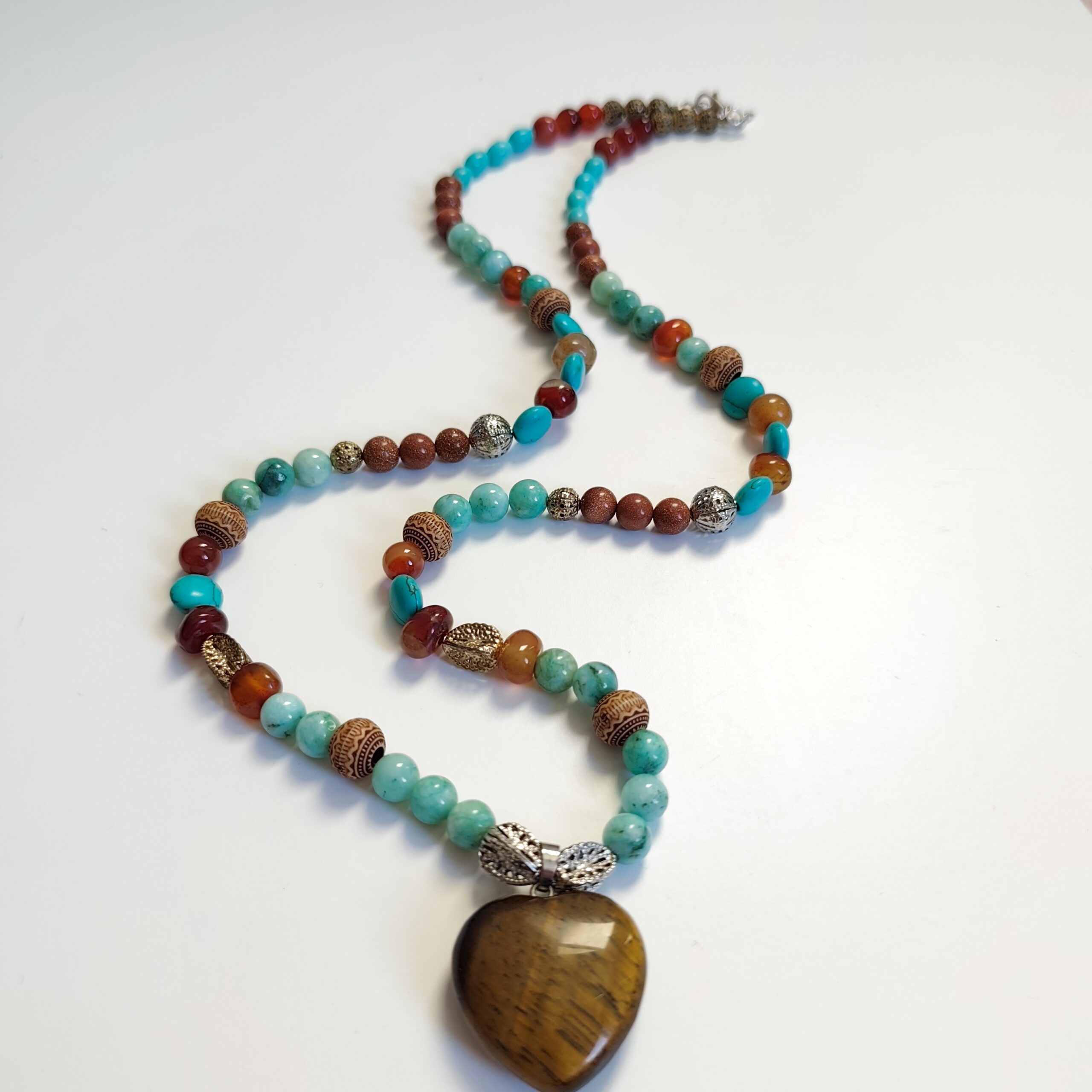 Bohemian Style Agate and White Agate Necklace