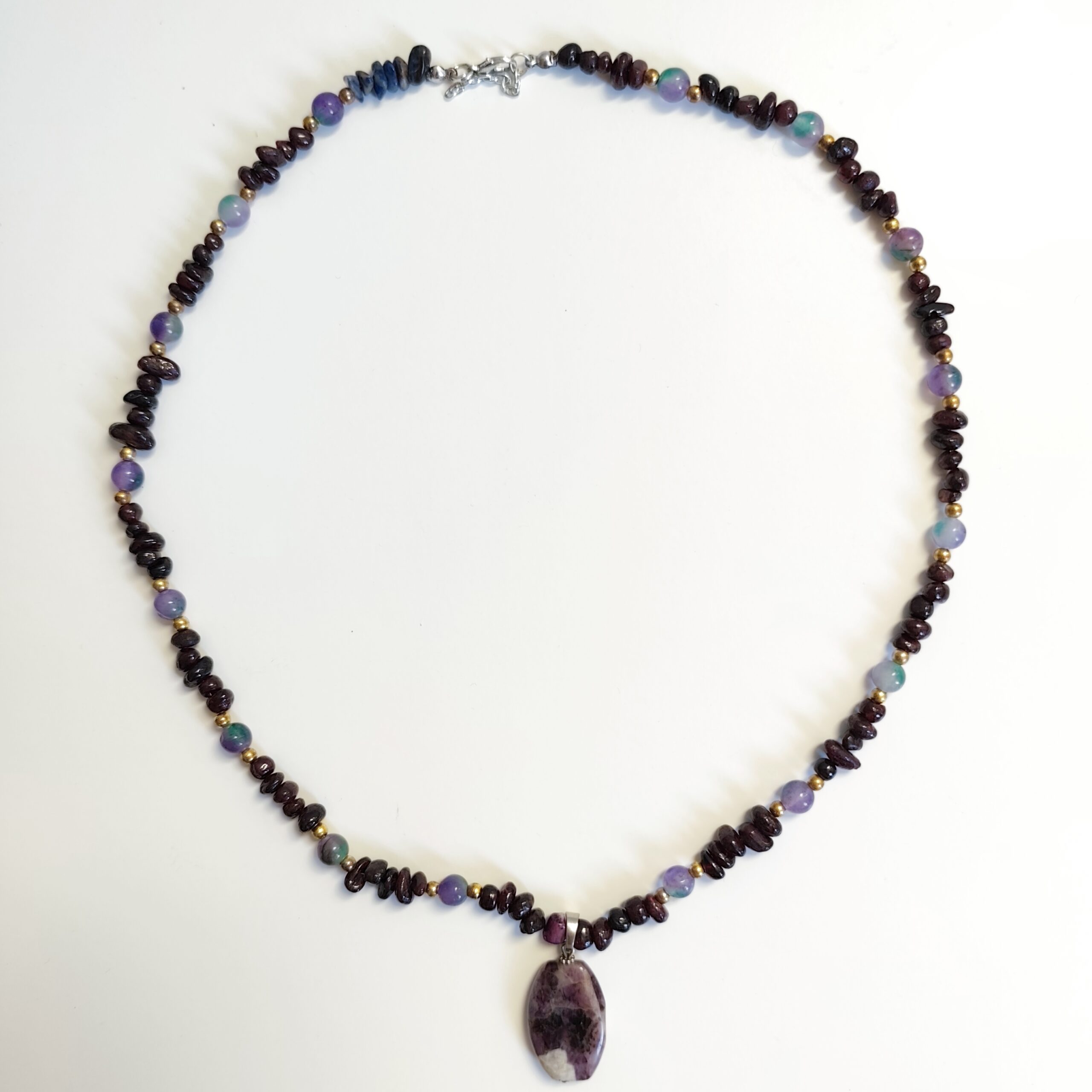 Bohemian Style Amethyst and Fluorite Stone Necklace - Image 3