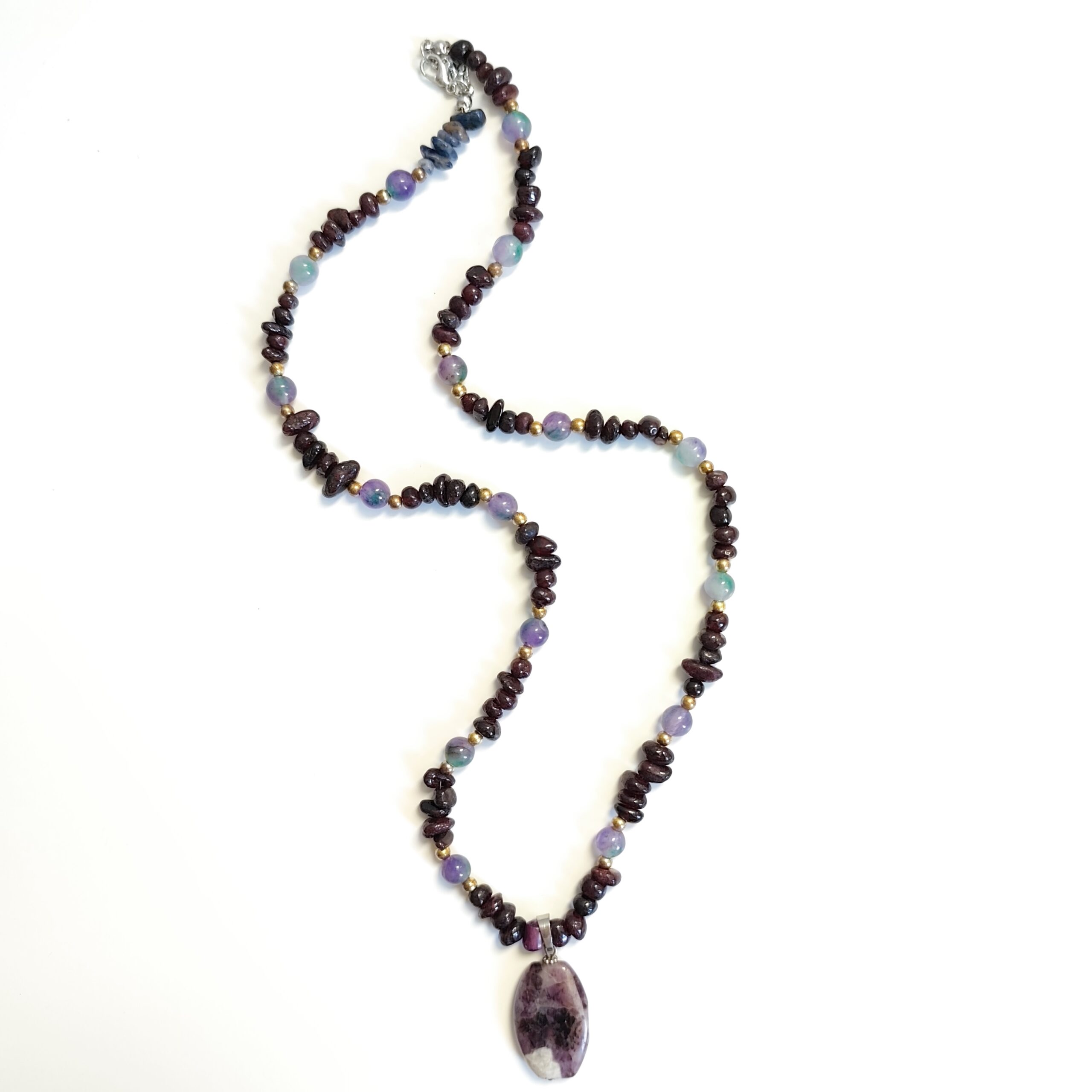 Bohemian Style Amethyst and Fluorite Stone Necklace - Image 5