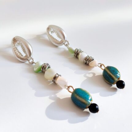 Handmade Turquoise Dream Shell Earrings - Bohemart Boho Jewellery