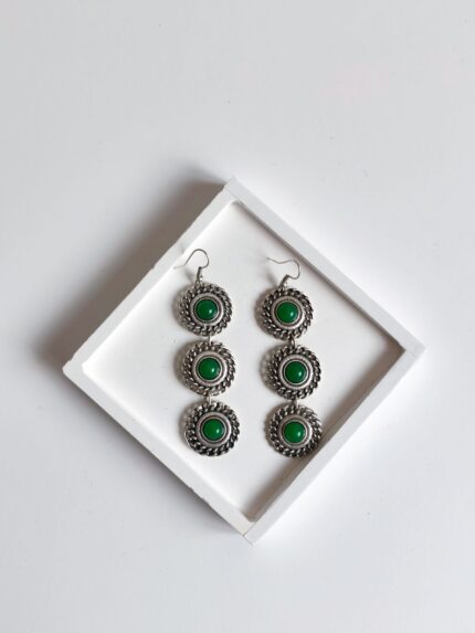 Handmade Green Natural Stone Ethnic Earrings - Bohemart Boho Jewellery