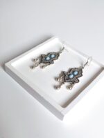 Turquoise Stone Ball Dangle Ethnic Earrings | Handmade Bohemian - Image 3