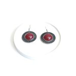 Handmade Bohemian Hoop Earrings with Red Stone - Bohemart Boho Jewellery