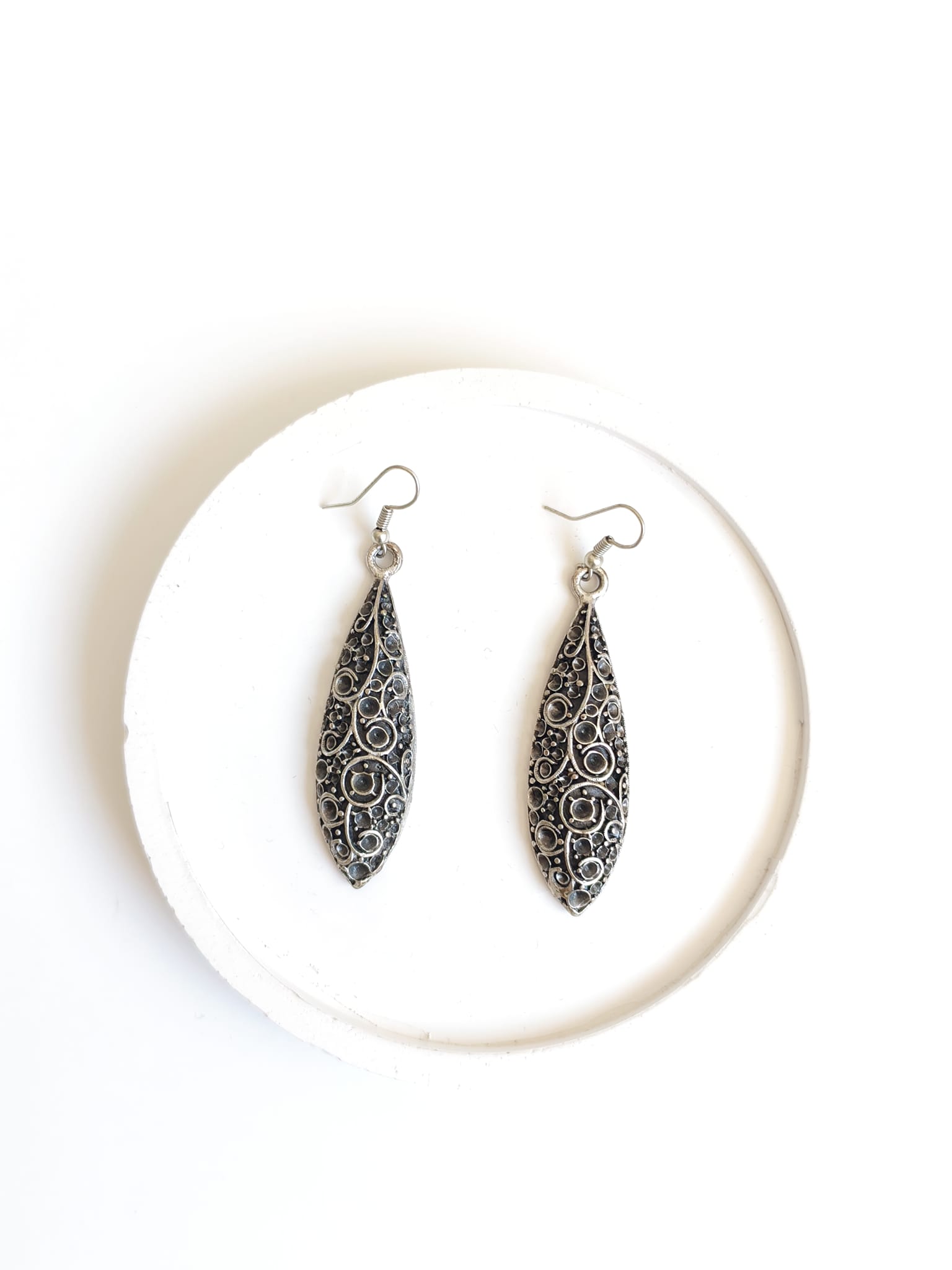 Handmade Bohemian Vintage Antique Patterned Leaf Earrings - Bohemart Boho Jewellery